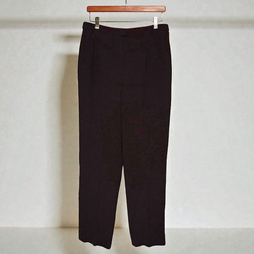 Chado Ralph Rucci Vintage Wool Pants High Rise Trousers Pleated Minimalist Brown